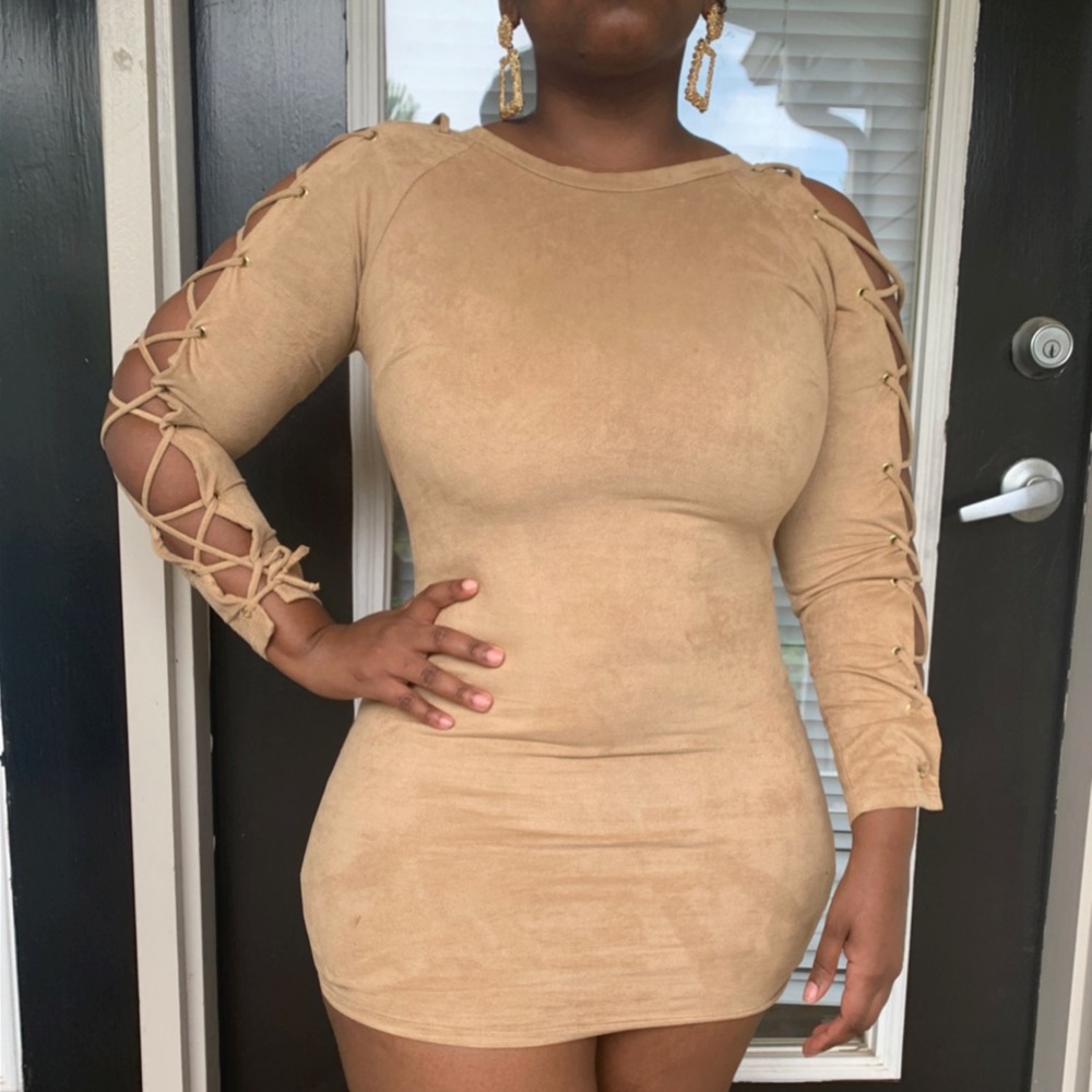 Native tan suede bodycon dress